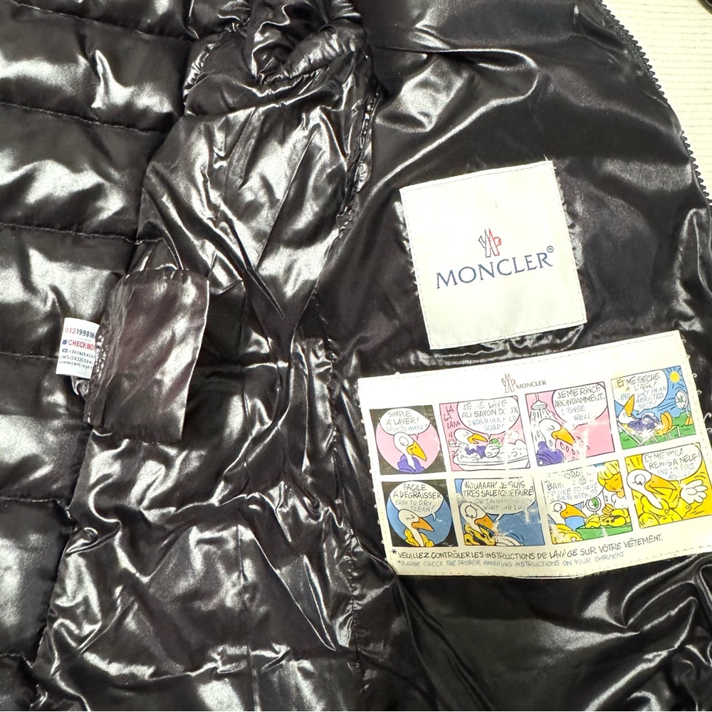 Moncler Moka Long Down Coat Black Size 1 Authentic LAMPO Zip - Picture 8 of 17